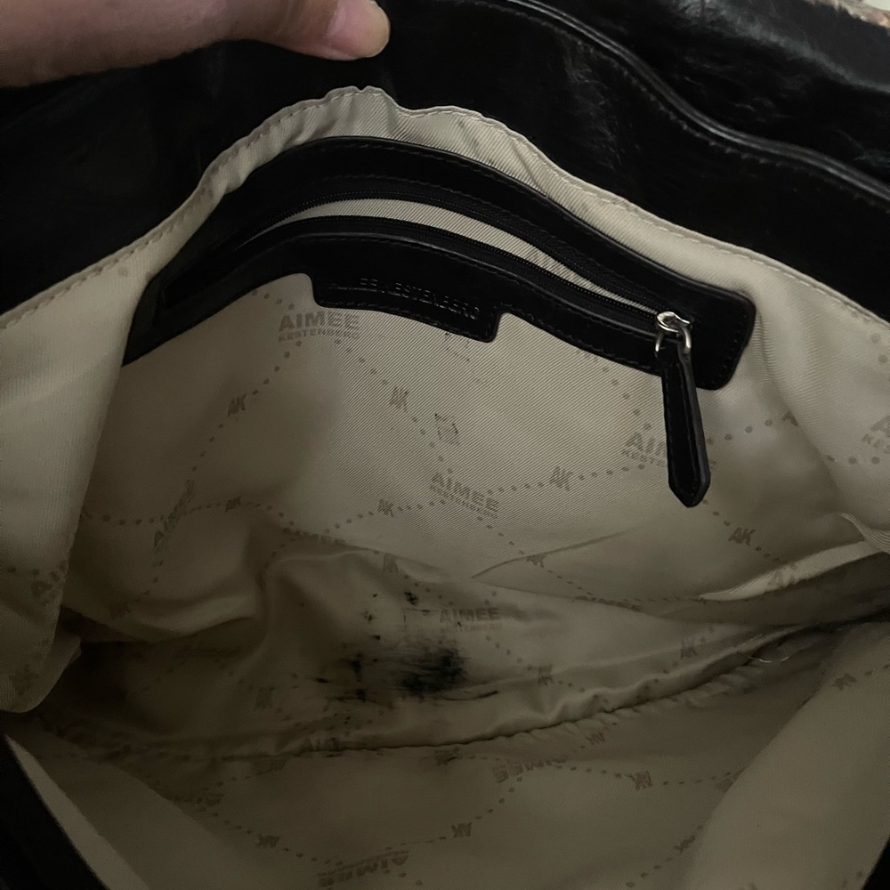 Aimee Kestenberg Black Leather Shoulder Bag with Flag Accent - Picture 7 of 13